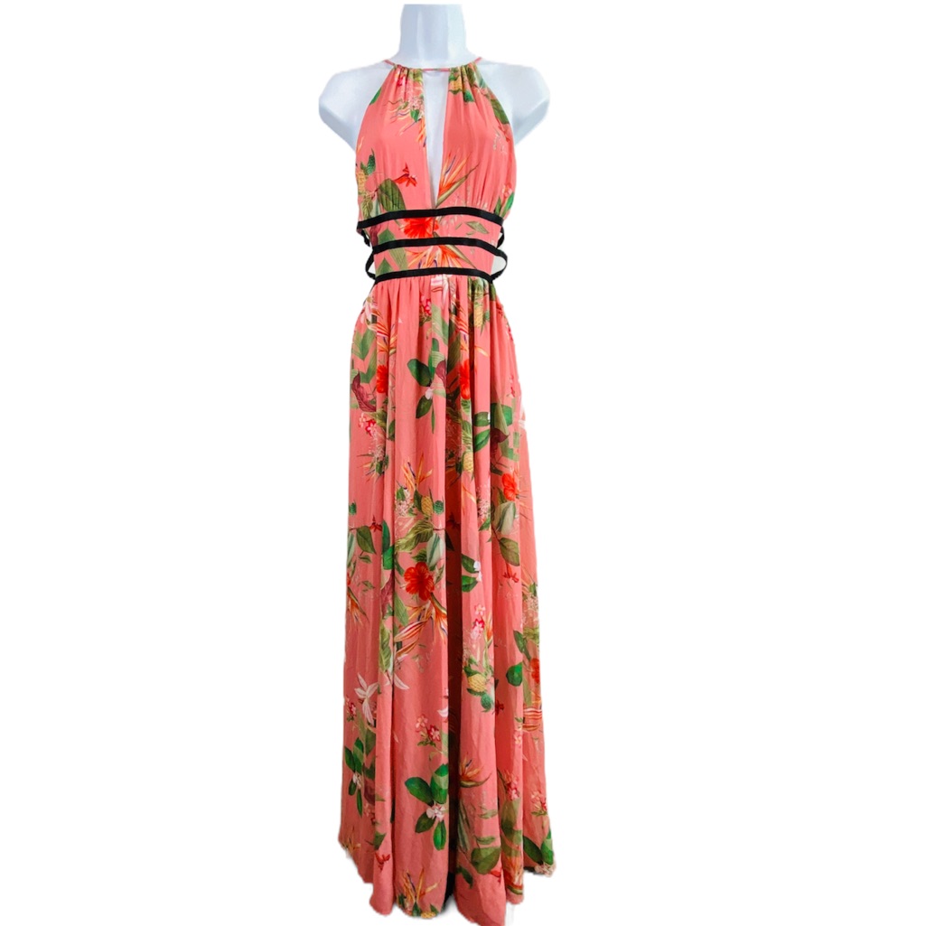 Express | Dresses | Beautiful Pink Tropical Floral Print Cutout Maxi Dress  Size S | Poshmark